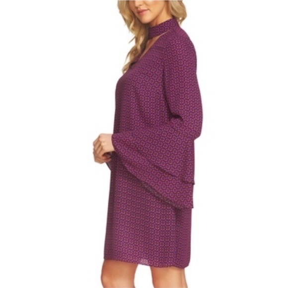 CeCe V-Neck Ruffled Long Sleeves Print Dress - Picture 2 of 12